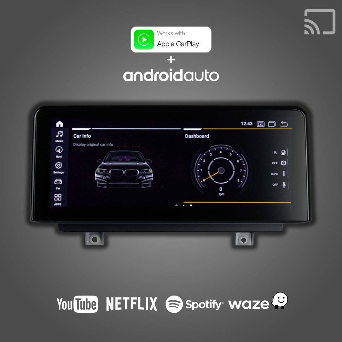 BMW 3 Series F30 F31 F34 VEEHIVE Android Screen w/ Apple CarPlay image 0