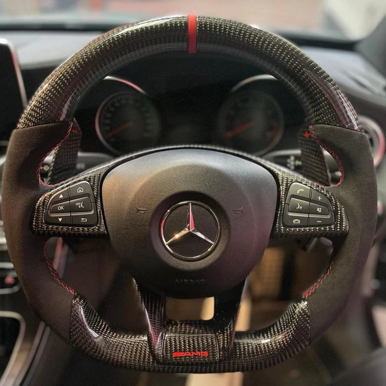 Steering Wheel Carbon Fiber | Screen | for Mercedes-Benz
